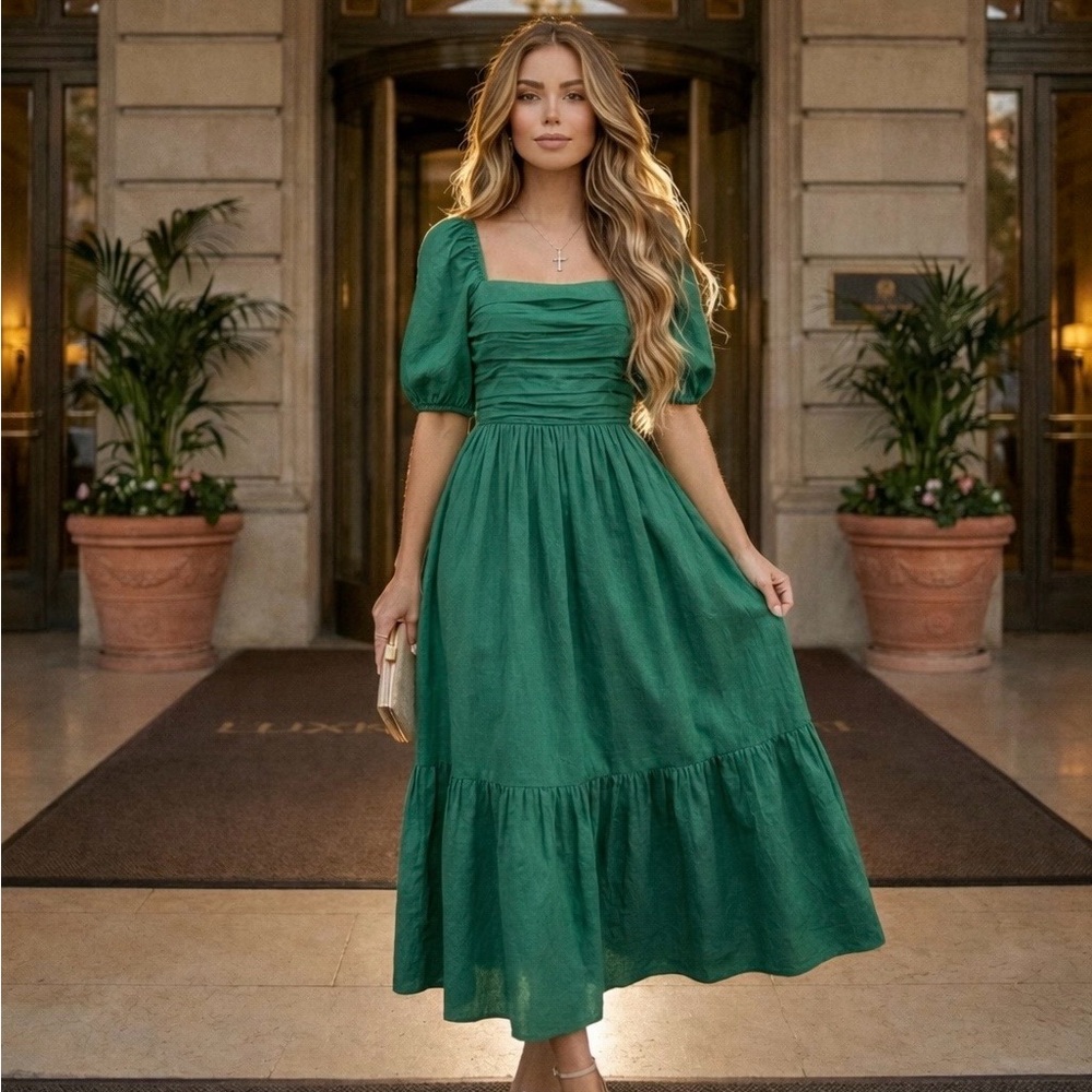 Chic Forest Green Midi Dress